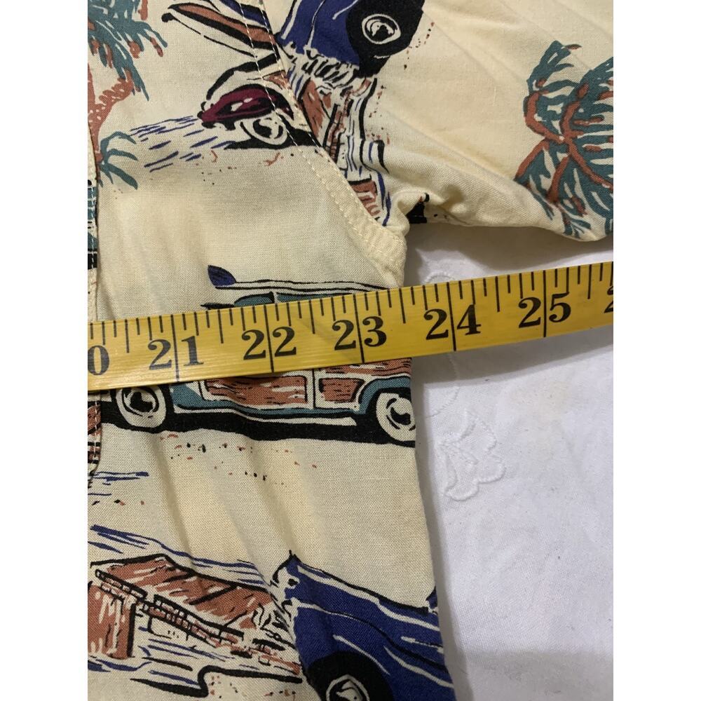 Hawaiian Shirt Tiki Aloha Hawaii Classic Cars Surfboards Palm Trees XL Vintage - Picture 4 of 7